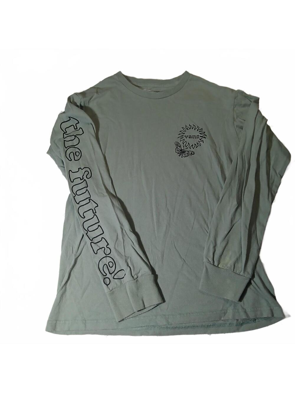 Vans Sage Green Graphic Long Sleeve T Shirt Small Streetwear Skate Retro